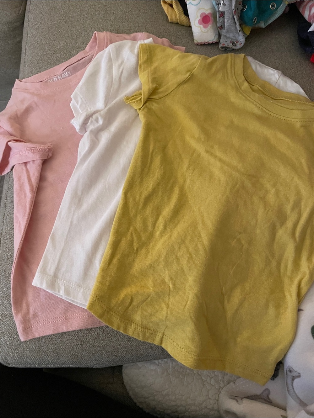 Kids Short Sleeve T-Shirt Trio — Yellow, White & Pink